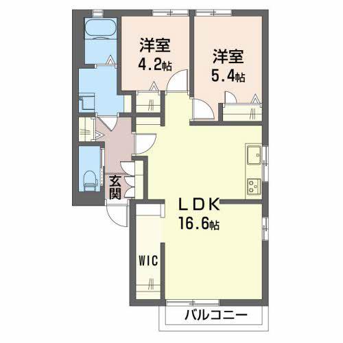 ボービラージュ中山台C棟(2LDK/2階)の間取り写真