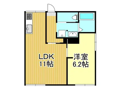 河村アパート(1LDK/2階)の間取り写真
