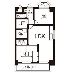 リヴァーサイド植田(2LDK/5階)の間取り写真