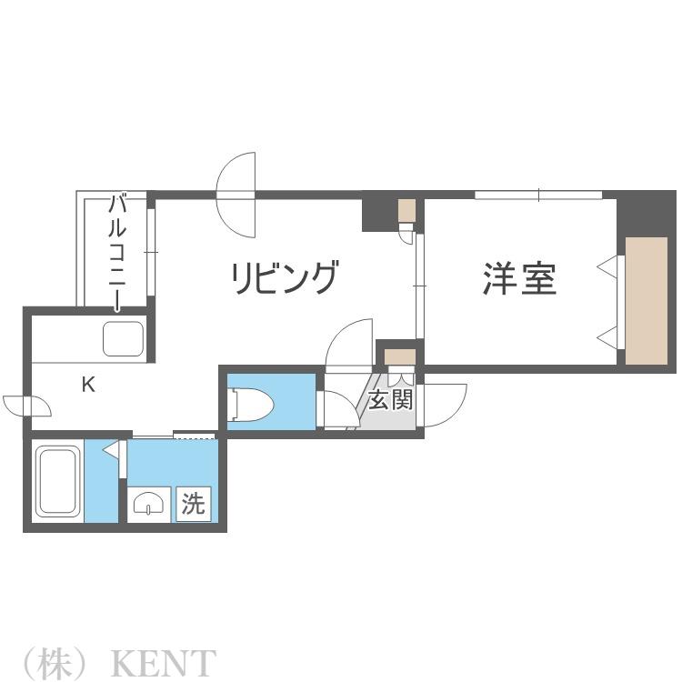 フェニックス円山(1LDK/2階)の間取り写真