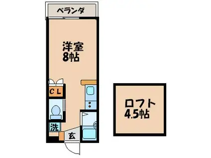 プレイス三原(ワンルーム/1階)の間取り写真