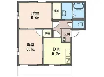 北大塚ハウス(2K/1階)の間取り写真