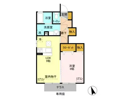 ラ・プランタン F(1LDK/1階)の間取り写真