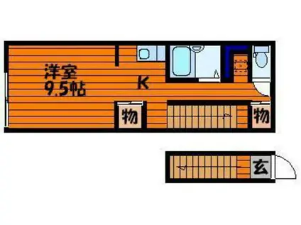 レアル南方II(1K/1階)の間取り写真