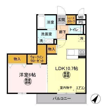 パークドプランタンA(1LDK/3階)の間取り写真