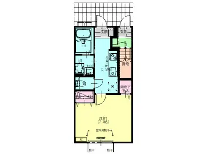 ディアコート盛岡B(1K/2階)の間取り写真