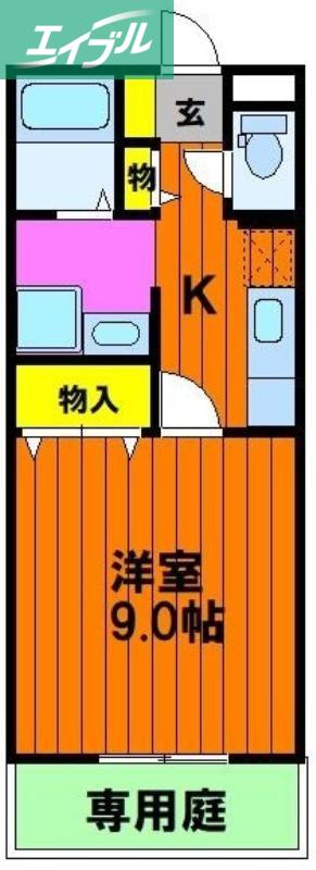 ハピネスKT(1K/1階)の間取り写真