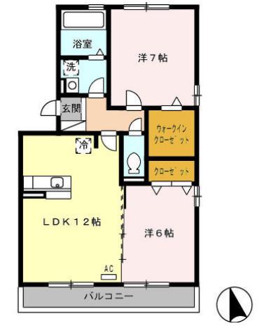 セジュール坪の内(2LDK/3階)の間取り写真