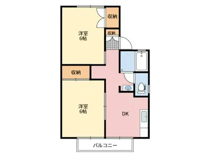 ファミール大橋B(2DK/2階)の間取り写真