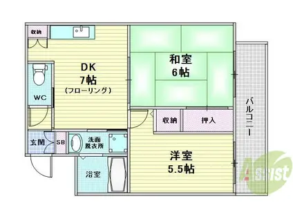 ニューフレンドマンション(2DK/1階)の間取り写真