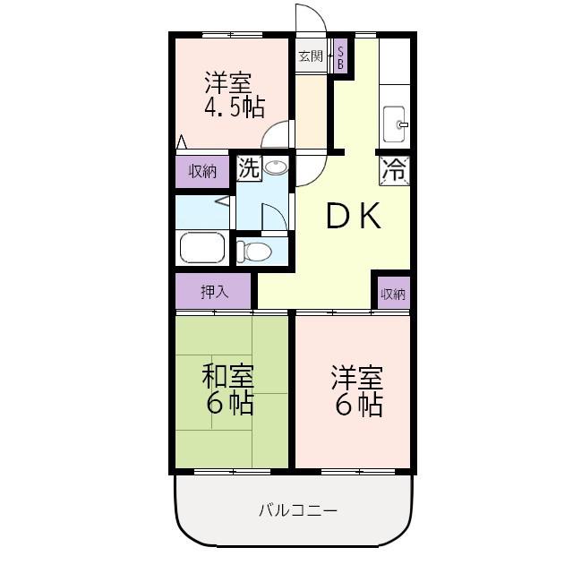 クレセント(3DK/2階)の間取り写真