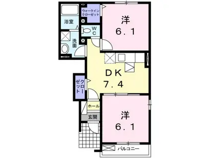 パストラルS C棟(2DK/1階)の間取り写真