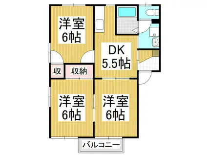 フレグランスジョイフル(3DK/2階)の間取り写真