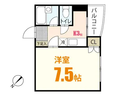 アメニティカネイチII(1K/2階)の間取り写真