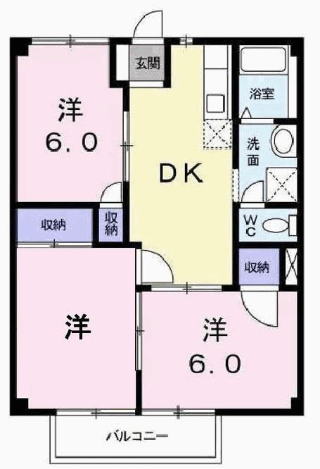 サンクス(3DK/2階)の間取り写真