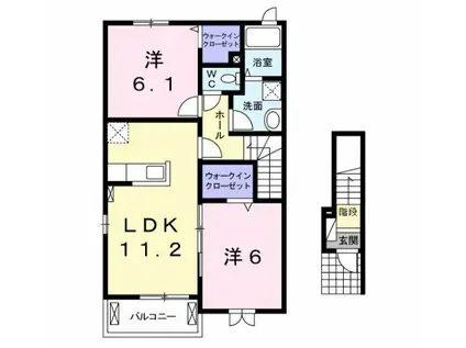 レジデンス オオギII(2LDK/2階)の間取り写真