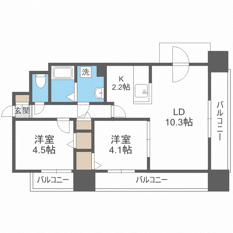 レジディア札幌駅前(2LDK/8階)の間取り写真