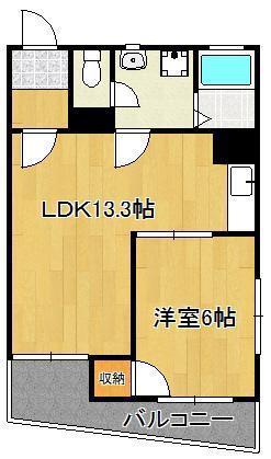 江崎ビル(1LDK/2階)の間取り写真
