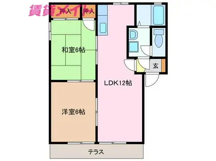 パストラルヴィラA(2LDK/1階)の間取り写真