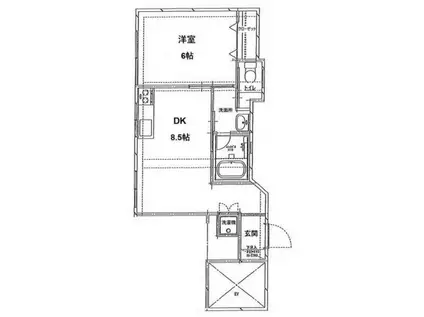 シャトー瑠璃 手無 2014年リノベ シェア可 24Hゴミ出可(1DK/5階)の間取り写真