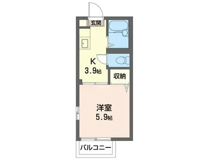 ウェルシェン小堤II(1K/1階)の間取り写真
