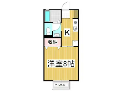 オークヒルズ(1K/2階)の間取り写真