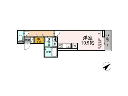 D-ROOM沖野上II(ワンルーム/2階)の間取り写真