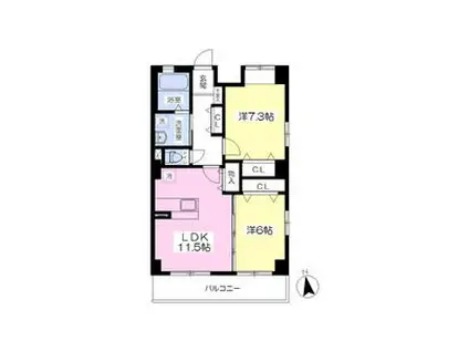 グレースヒルズII(2LDK/4階)の間取り写真