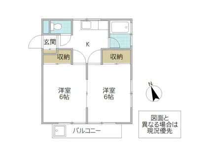 DK東海(2K/1階)の間取り写真
