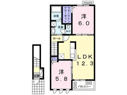 グランシャリオ III(2LDK/2階)の間取り写真