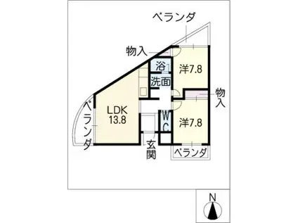 HARAX表山(2LDK/2階)の間取り写真