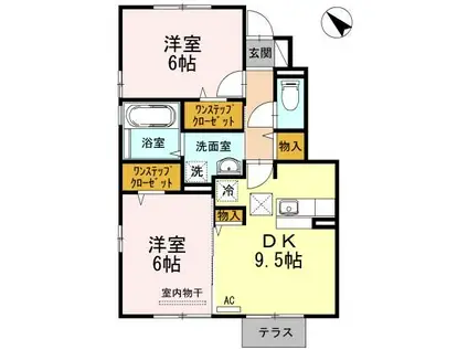 グローブ(2DK/1階)の間取り写真