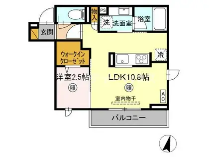 プラデーラ(1LDK/2階)の間取り写真