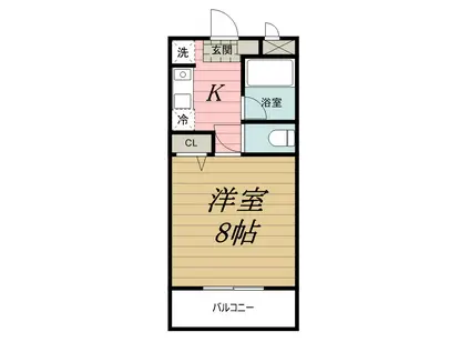 ヒルズオキマンション(1K/2階)の間取り写真