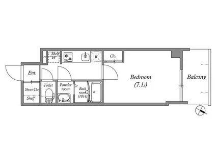 ジェノヴィア神戸湊川公園(1K/5階)の間取り写真