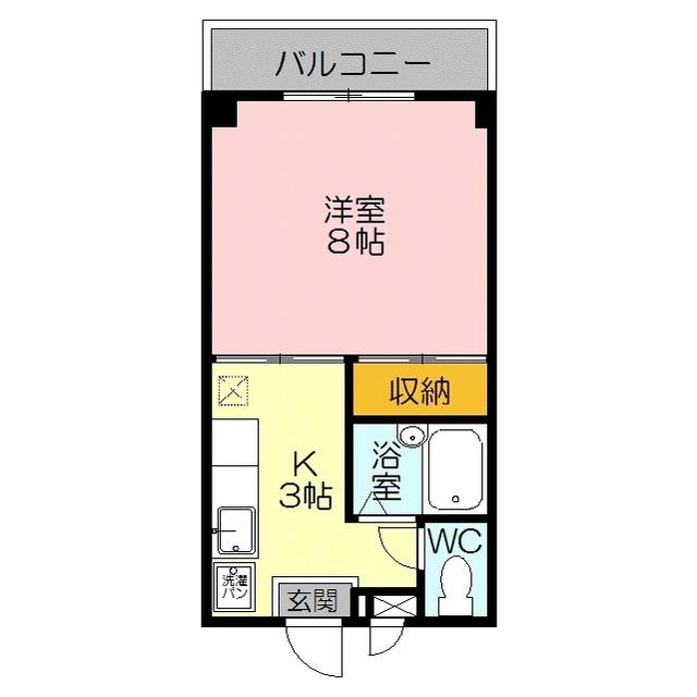 ハイツリムネ1号館(1K/2階)の間取り写真