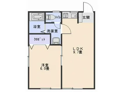 トキワハイツ(1LDK/2階)の間取り写真