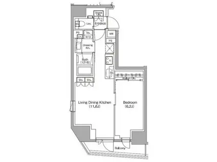 ザ・パークハビオ中野新橋(1LDK/4階)の間取り写真