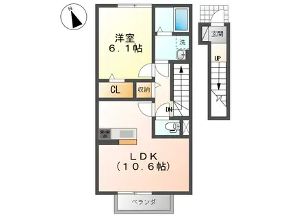 サニーガーデン A(1LDK/2階)の間取り写真
