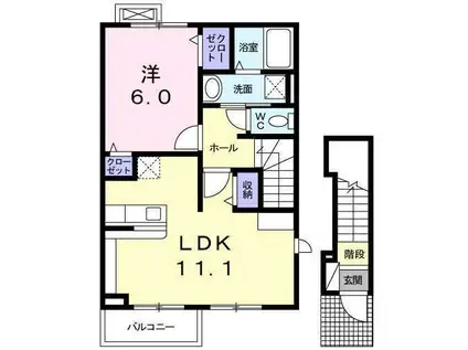 サンライズヒルV(1LDK/2階)の間取り写真