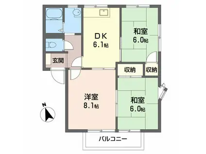 マナハイツ A棟(3DK/2階)の間取り写真