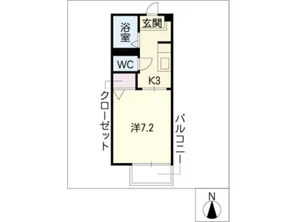 シャンテ赤城(1K/1階)の間取り写真