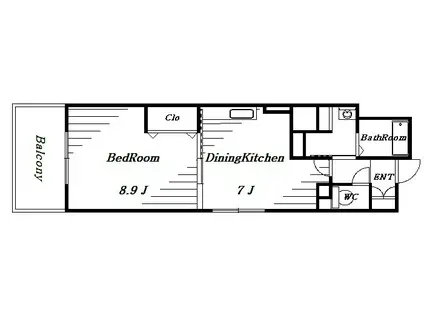 コーポレート稲毛海岸(1DK/3階)の間取り写真