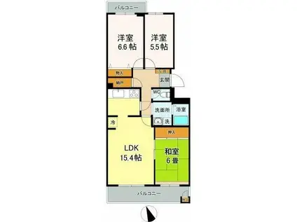 東船橋ガーデニア第3号棟(3LDK/3階)の間取り写真