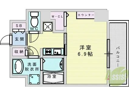 ライフフィールド塚本GRACE(1K/3階)の間取り写真