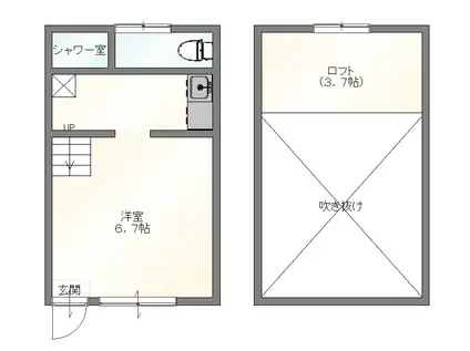 サンマリノ飯田(1K/1階)の間取り写真