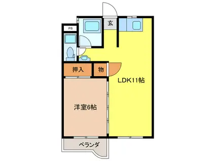 シェイーネマツノ南棟(1LDK/2階)の間取り写真