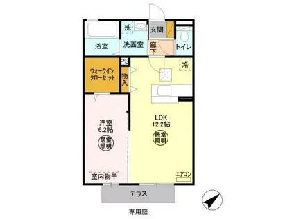 ビッグベン・ラピス(1LDK/1階)の間取り写真