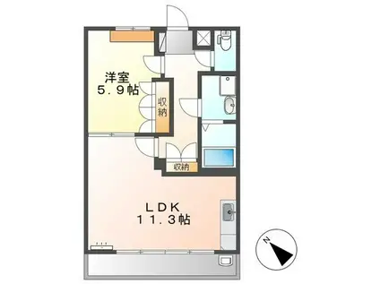 カーサフィオーレ(1LDK/1階)の間取り写真