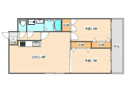 ORIENT BLD NO.93 マリナゲート(2LDK/8階)の間取り写真